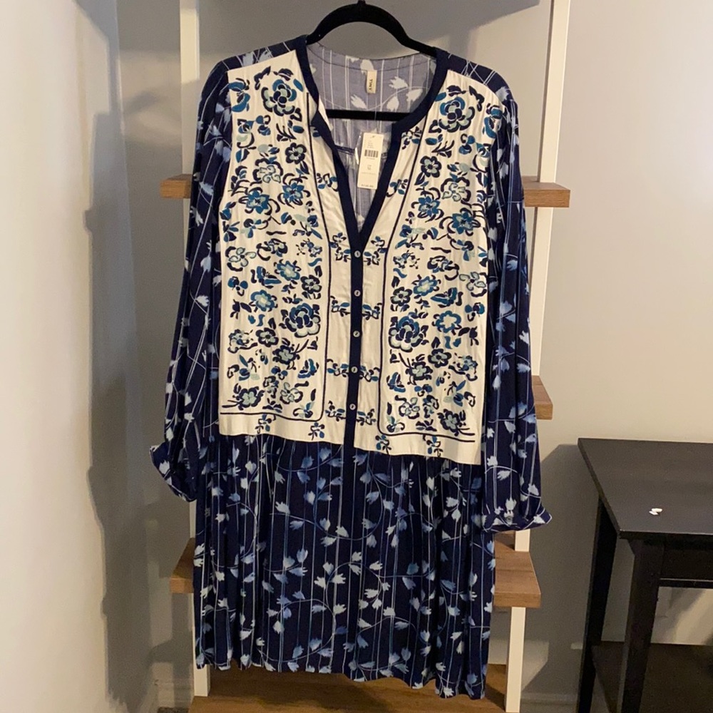Blue embroidered dress